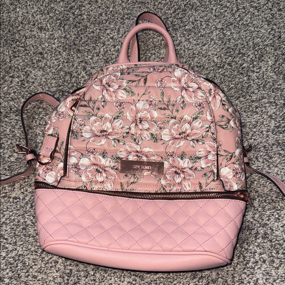 Steve Madden Pink Floral Quilted Backpack